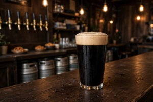 Ballast Point Sextant oatmeal stout, nitro pour in a glass